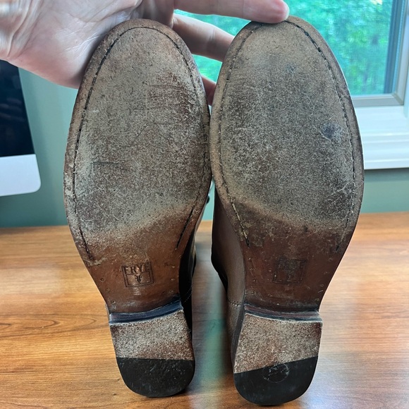 Frye Melissa Button Brown Leather Boots Size 8.5 Style 77168 Extended Calf - Picture 15 of 16